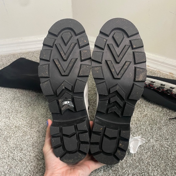 Free People Black and White Lace Up Boots Size 9 - Picture 7 of 8